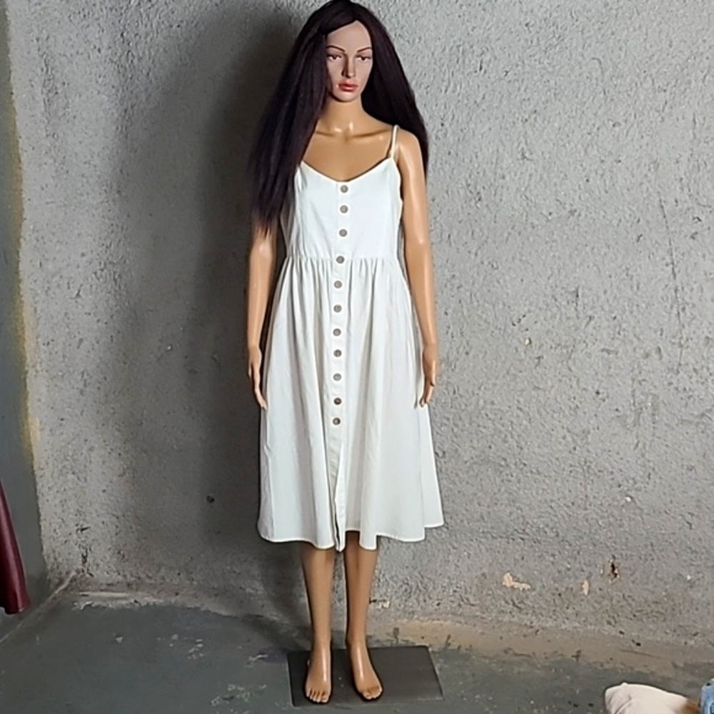 Summer Cotton Midi Dress, Fits S/M - Picture 7 of 15